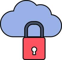 Illustration Of Cloud Security Icon In Blue And Red Color. vector