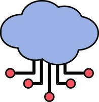 Blue And Red Cloud Computing Icon or Symbol. vector