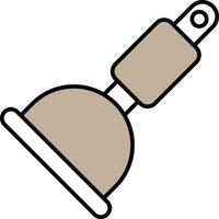 Isolated Plunger Flat Icon In Grey And White Color. vector