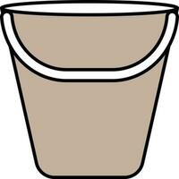 Grey And White Bucket Icon In Flat Style. vector