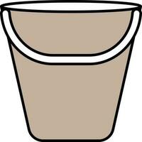 Grey And White Bucket Icon In Flat Style. vector