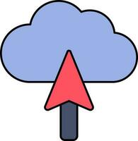 Isolated Upload To Cloud Icon In Blue And Red Color. vector