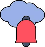 Illustration Of Cloud With Bell Icon In Blue And Red Color. vector