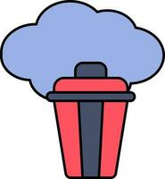 Cloud With Dustbin Icon In Blue And Red Color. vector