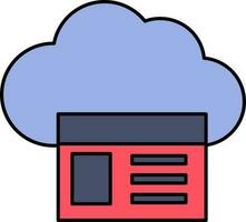 Cloud With Web Page Icon In Red And Blue Color. vector