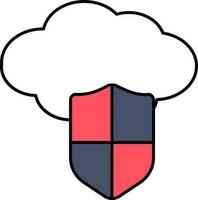 Cloud Shield Icon Or Symbol In Multicolor. vector