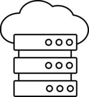 Black Outline Cloud Server Icon Or Symbol. vector