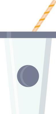 Blue And White Color Disposable Cup With Straw Icon.