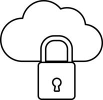 Stroke Style Cloud Security Icon Or Symbol. vector