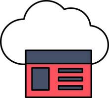 Cloud With Web Page Icon In Red And White Color. vector