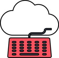 Isolated Cloud With Keyboard Icon In White And Red Color. vector