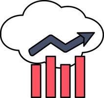 White And Red Cloud Analysis Icon Or Symbol. vector