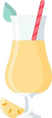 Illustration of Yellow Color Drink Glass With Straw Icon.
