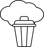 Cloud With Dustbin Icon In Stroke Style. vector