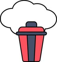 Cloud With Dustbin Icon In White And Red Color. vector