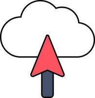 aislado subir a nube icono en blanco y rojo color. vector