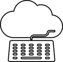 Isolated Cloud With Keyboard Icon In Stroke Style. vector