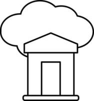 Cloud With House Or Bank Icon Or Symbol In Outline Style. vector