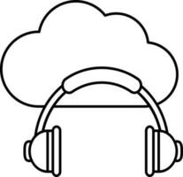 Cloud And Headphone Icon In Linear Style. vector