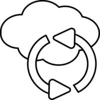 Black Outline Cloud Sync Icon Or Symbol. vector