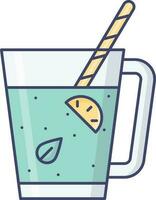 Illustration of Colorful Lemonade Cocktail Icon in Flat Style. vector