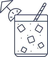 Cold Drink Glass With Umbrella, Straw Icon In Linear Style. vector