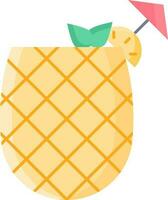 Vector Pineapple Juice Summer Drink Icon in Yellow Color Flat Style.