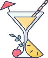 Isolated Martini Glass With Orange Slice Icon in Flat Style. vector