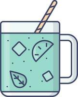 ilustración de limonada cóctel bebida con Paja icono en plano estilo. vector