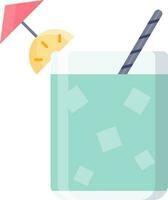 Cold Drink Glass With Umbrella, Straw Icon In Colorful Flat Style. vector