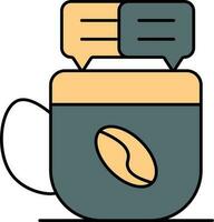 Coffee Chat Icon In Gray And Orange Color. vector