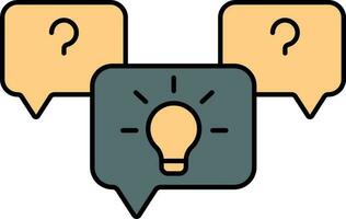 Chat Question Mark With Idea Chatting Icon In Orange And Gray Color. vector