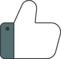 Like Or Thumbs Up Icon In White And Gray Color. vector