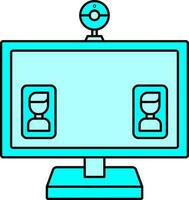 Online Meeting Or Video Calling In Computer Icon. vector