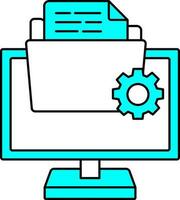 Illustration Of Data Setup Or Manage In Computer Icon In Cyan And White Color. vector