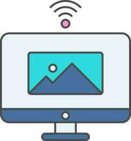 Desktop Icon In Blue Color.. vector