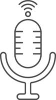 Microphone Icon In Black Line Art. vector
