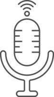 Microphone Icon In Black Line Art. vector