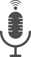 Microphone Icon In Gray And White Color. vector