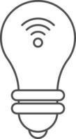 Smart Bulb Icon In Black Outline. vector