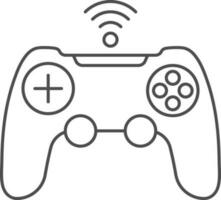 Game Controller Icon In Black Line Art. vector