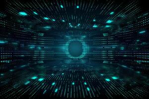 big data, internet network, digital technology with binary computer code on virtual screen, illustration. photo