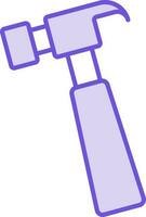 Hammer Icon In Purple And White Color. vector