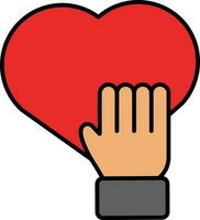 Hand Touch Heart Colorful Icon. vector