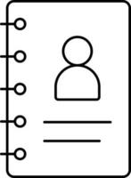 Contact Notebook Icon In Black Line Art. vector