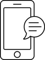 Linear Style Speech Bubble In Smartphone Icon vector