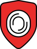 Biometric Shield Icon In Red And White Color. vector