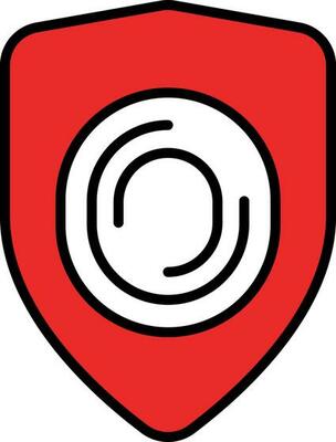 Biometric Shield Icon In Red And White Color.