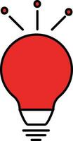 Illuminated Light Bulb Icon In Red And White Color. vector