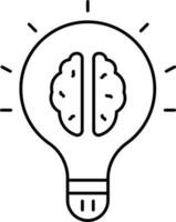 Flat Style Brain In Light Bulb Icon. vector